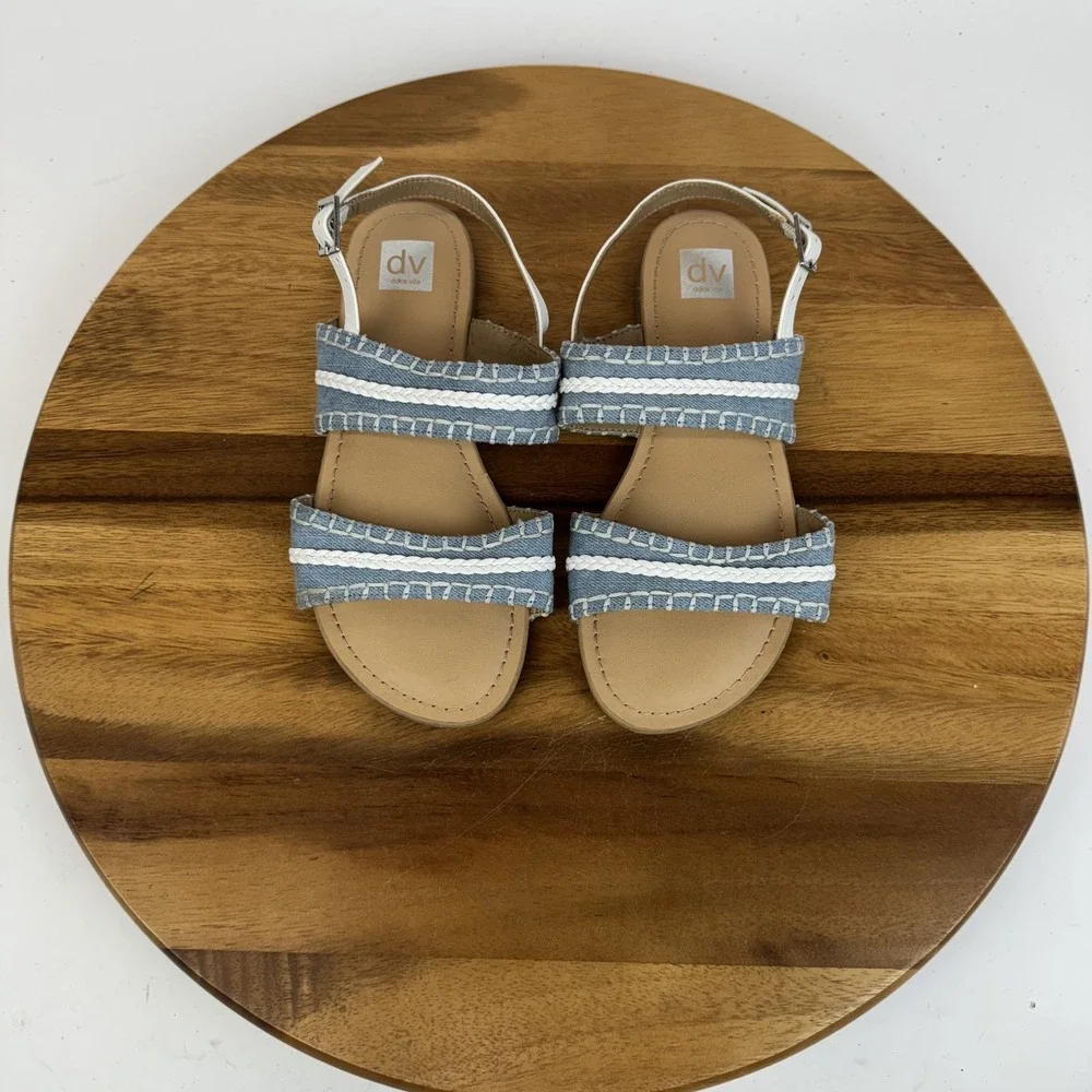 New Big Kids Girls Dolce Vita Clovar Blue‎ Denim Ankle Strap Sandals Size 4 Y